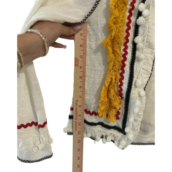 ENGLISH FACTORY OPEN COTTON JACKET FRINGE DETAIL (RETAIL $65) - Picture 3 of 6